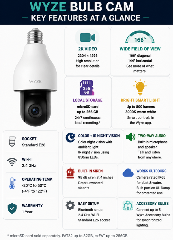 Wyze Bulb Cam – Key Features at a Glance