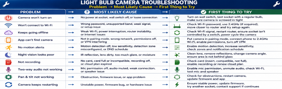 Light Bulb Camera Troubleshooting