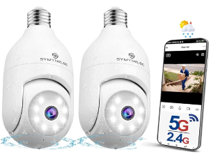 SYMYNELEC Light Bulb Security Camera - Light Bulb Cameras For Outdoor