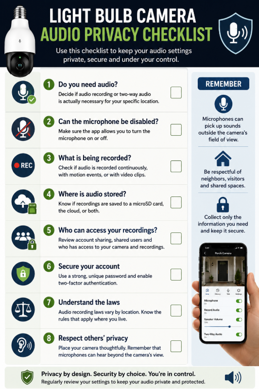 Light Bulb Cameras Record Audio Privacy Checklist