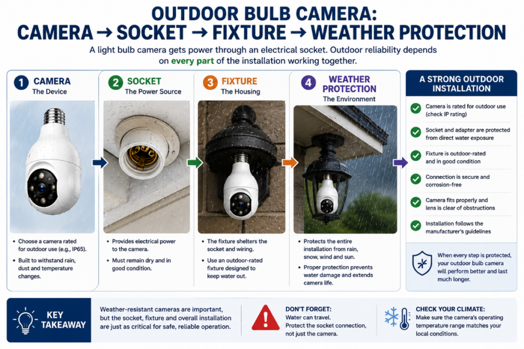 Light Bulb Cameras for Outdoor - Camera - Socket - Fixture - Weather Protection