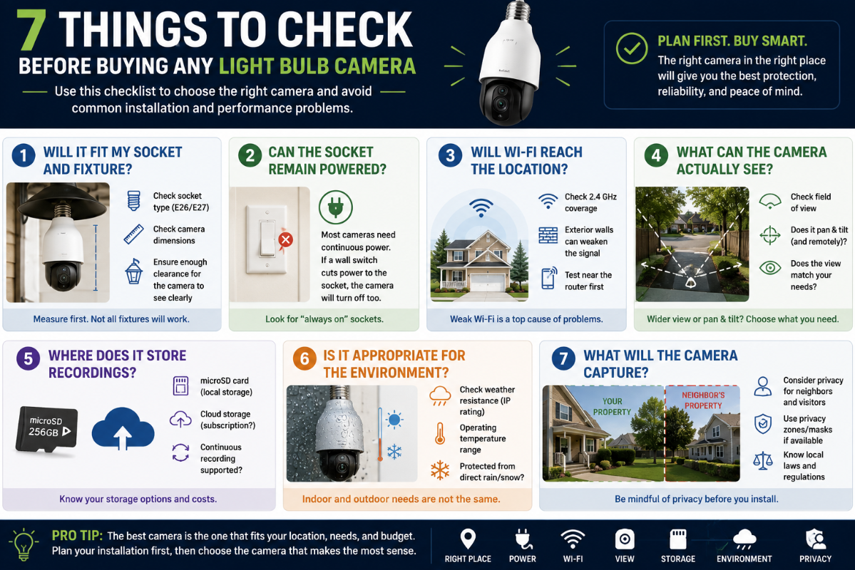 7 Things to Check Before Buying Any Light Bulb Camera